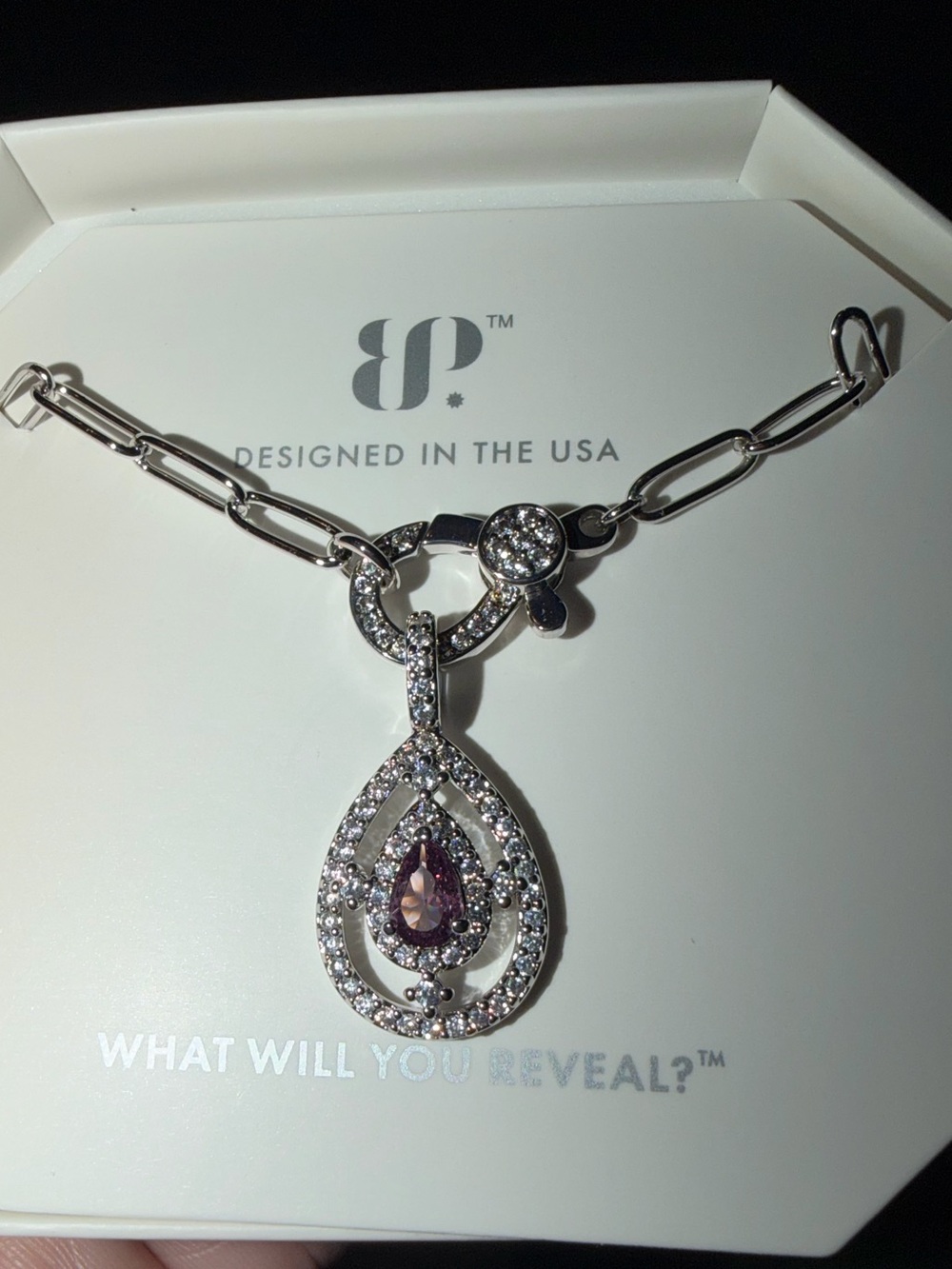 Bomb Party Necklace-A Versatile Goddess Amethyst on Rhodium NK50325